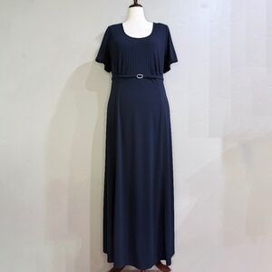 Papell Boutique Plus Size Navy Blue Evening Maxi Dress – 20W